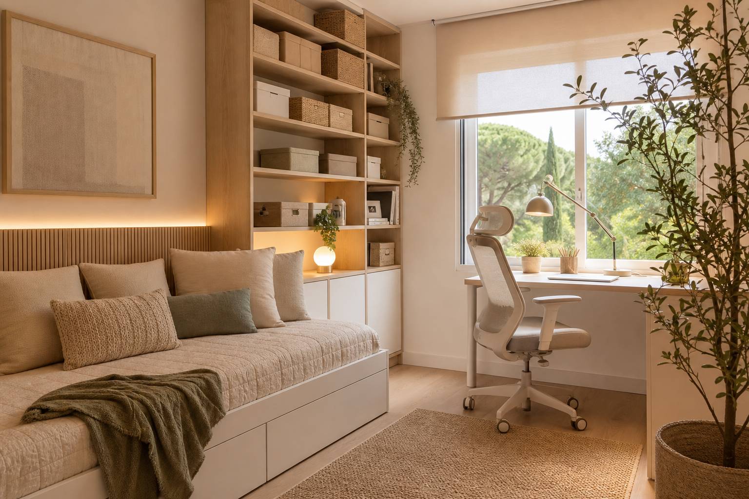 Ideas para aprovechar un dormitorio de invitados que también sirve de despacho